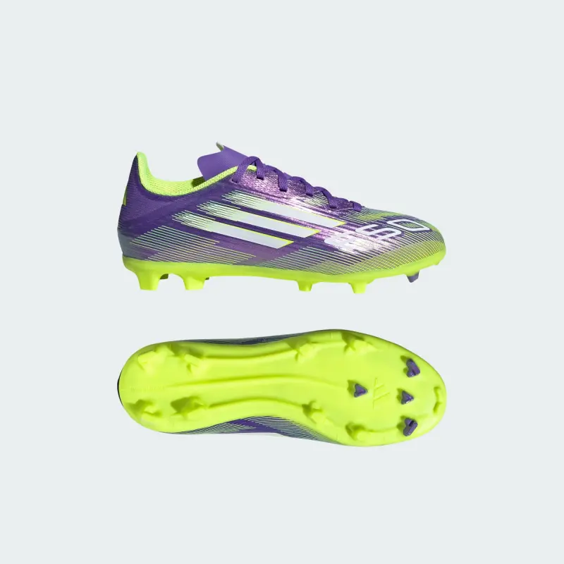 Adidas F50 League FG/MG Purple Rush Cloud White Lucid Lemon (GS)-JH7747 Adidas F50 League FG/MG Purple Rush Cloud White Lucid Lemon (GS) - Image 1