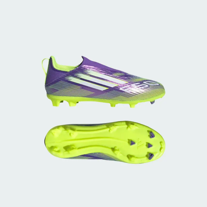 Adidas F50 League Laceless FG/MG Purple Rush Cloud White Lucid Lemon (GS)