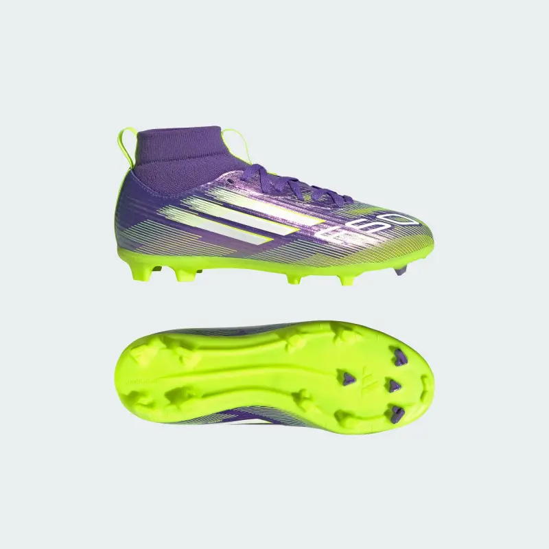 Adidas F50 League Mid-Cut FG/MG Purple Rush Cloud White Lucid Lemon (GS)