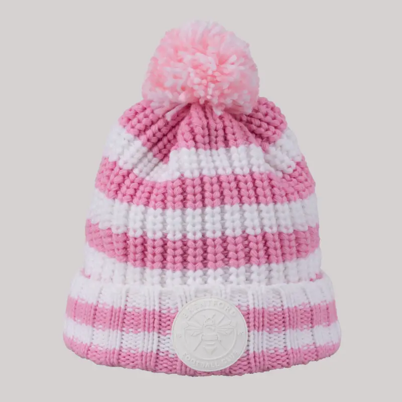 Brentford Crest Chunky Stripe Beanie 24 Brentford Jersey Collection - Shop Football Kits & Shoes