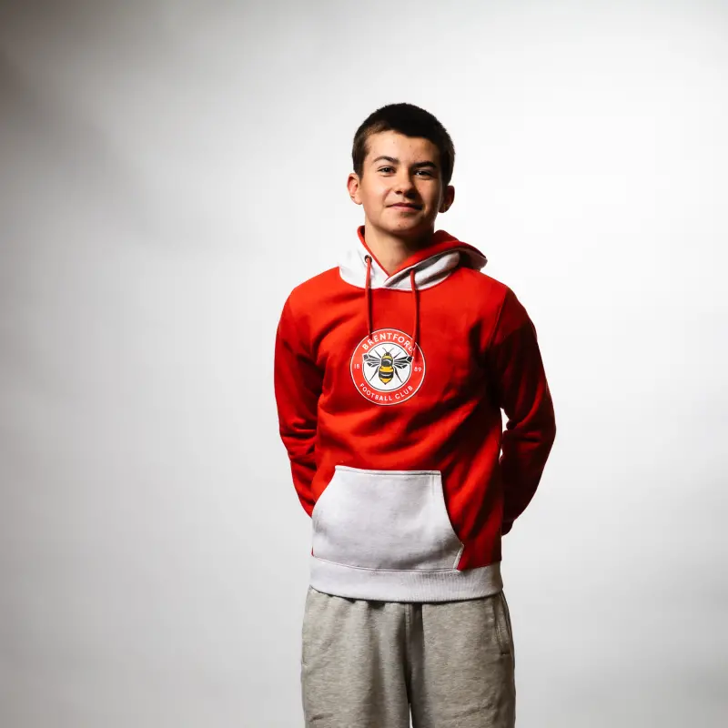 Brentford Junior Crest Cord Hoody-2300008 Brentford Jersey Collection - Shop Football Kits & Shoes