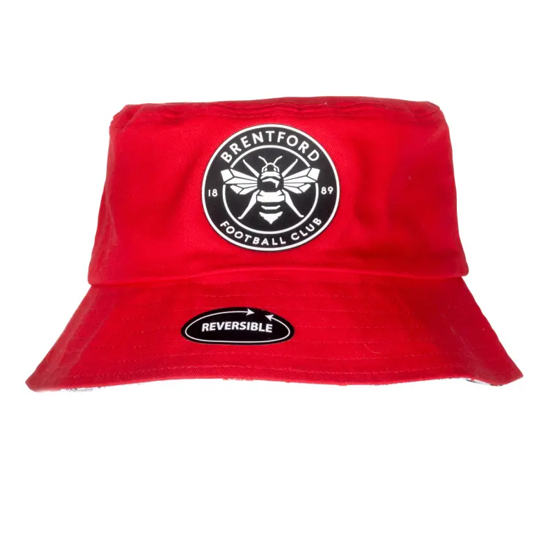 Brentford Junior Multi Text Reversible Bucket Hat Brentford Jersey Collection - Shop Football Kits & Shoes
