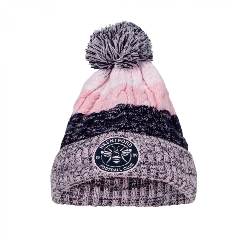 Brentford Stripe Beanie Pink/Grey Brentford Jersey Collection - Shop Football Kits & Shoes