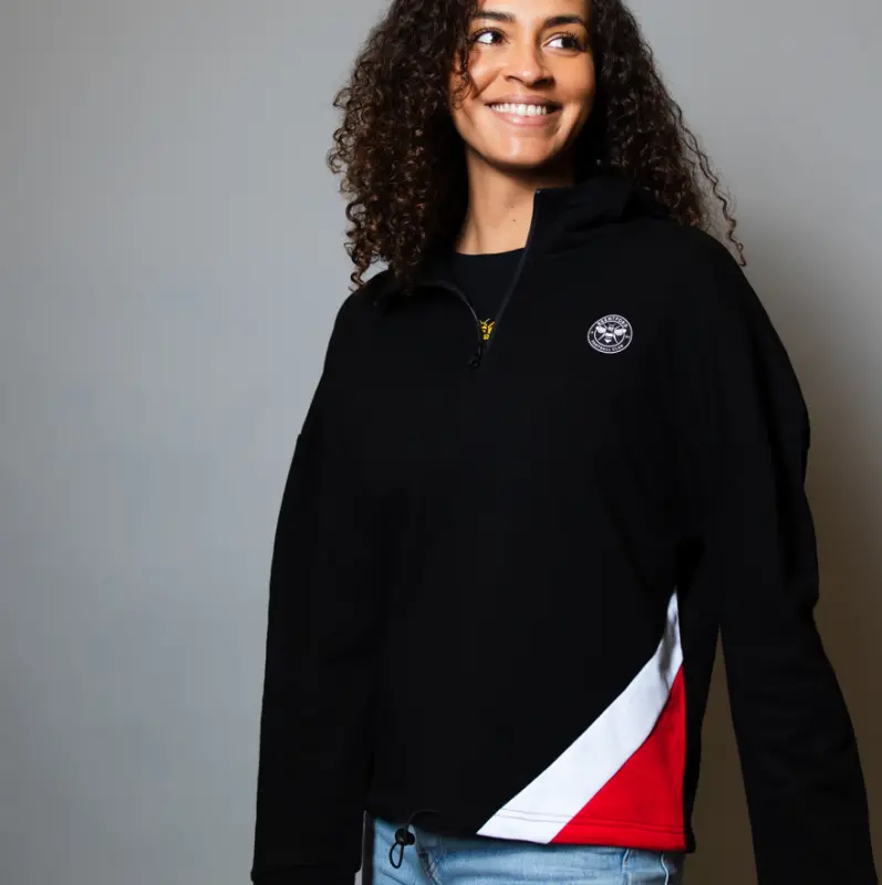 Brentford Womens Crest Cropped 1/4 Zip Hoody-2400019 Brentford Jersey Collection - Shop Football Kits & Shoes