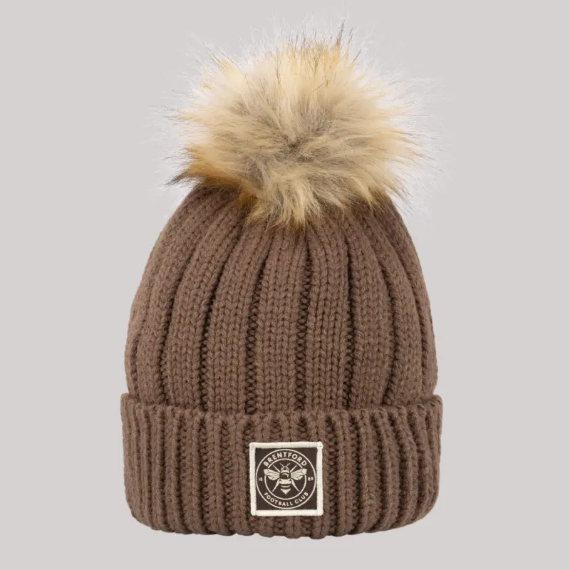 Brentford Womens Fur Pom Beanie 24 Brentford Jersey Collection - Shop Football Kits & Shoes
